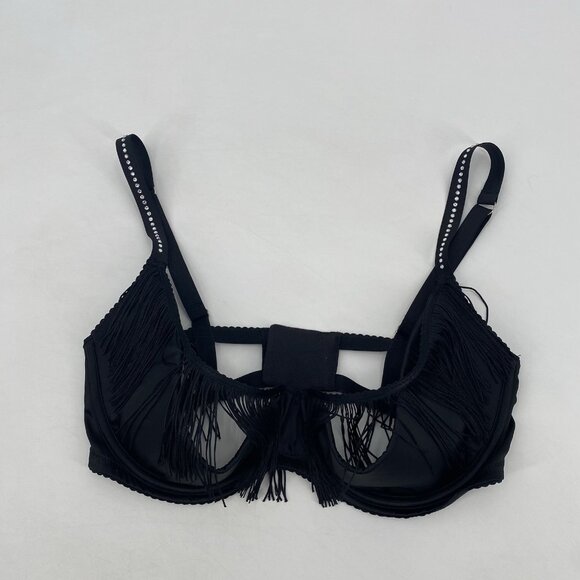 Victoria's Secret Size M-DD VERY SEXY Fringe Open Quarter Cup Shine Strap Bra - Picture 8 of 12